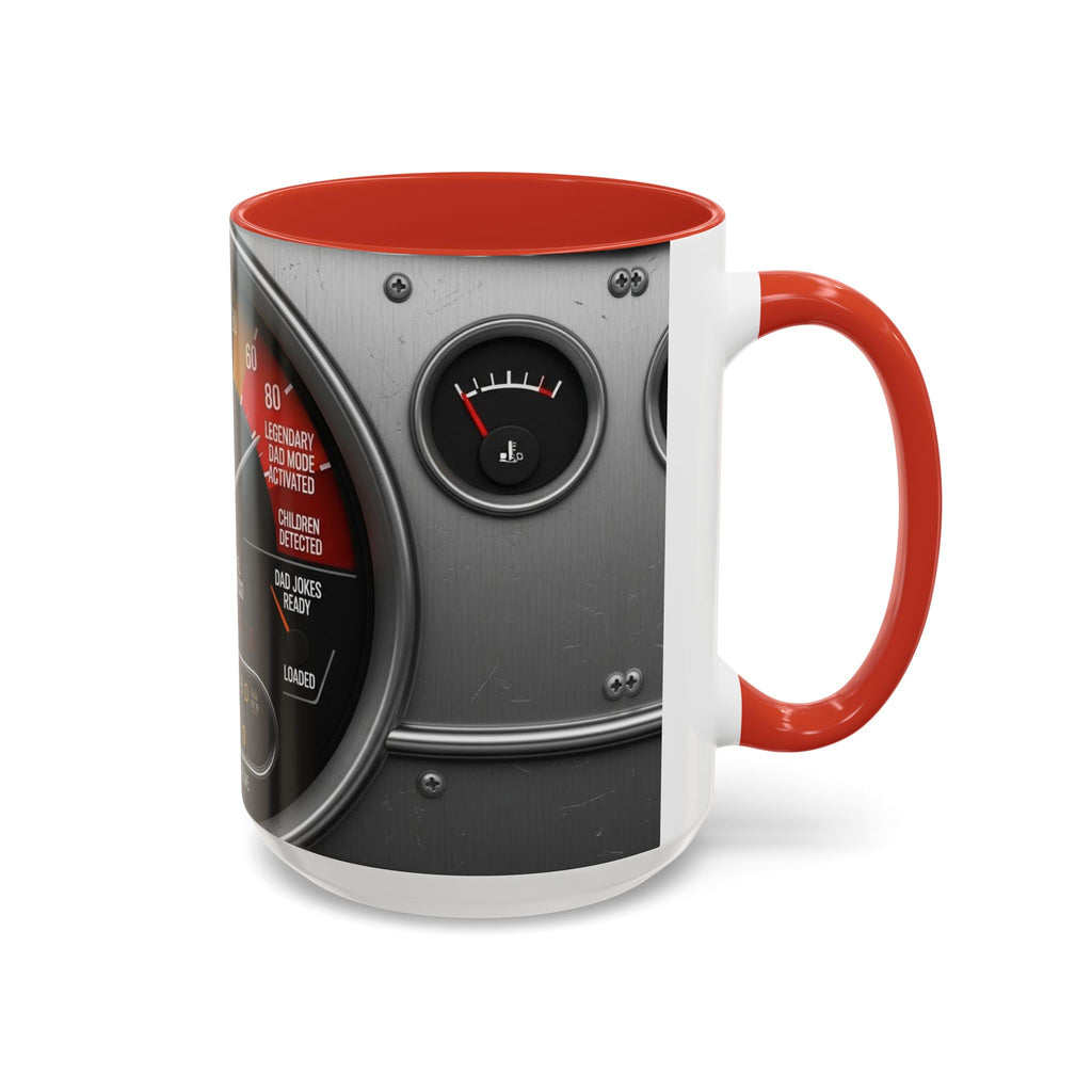 Accent Coffee Mug — "Premium Dad Fuel: Legendary Dad Mode Activated" Vintage Gauge Design
