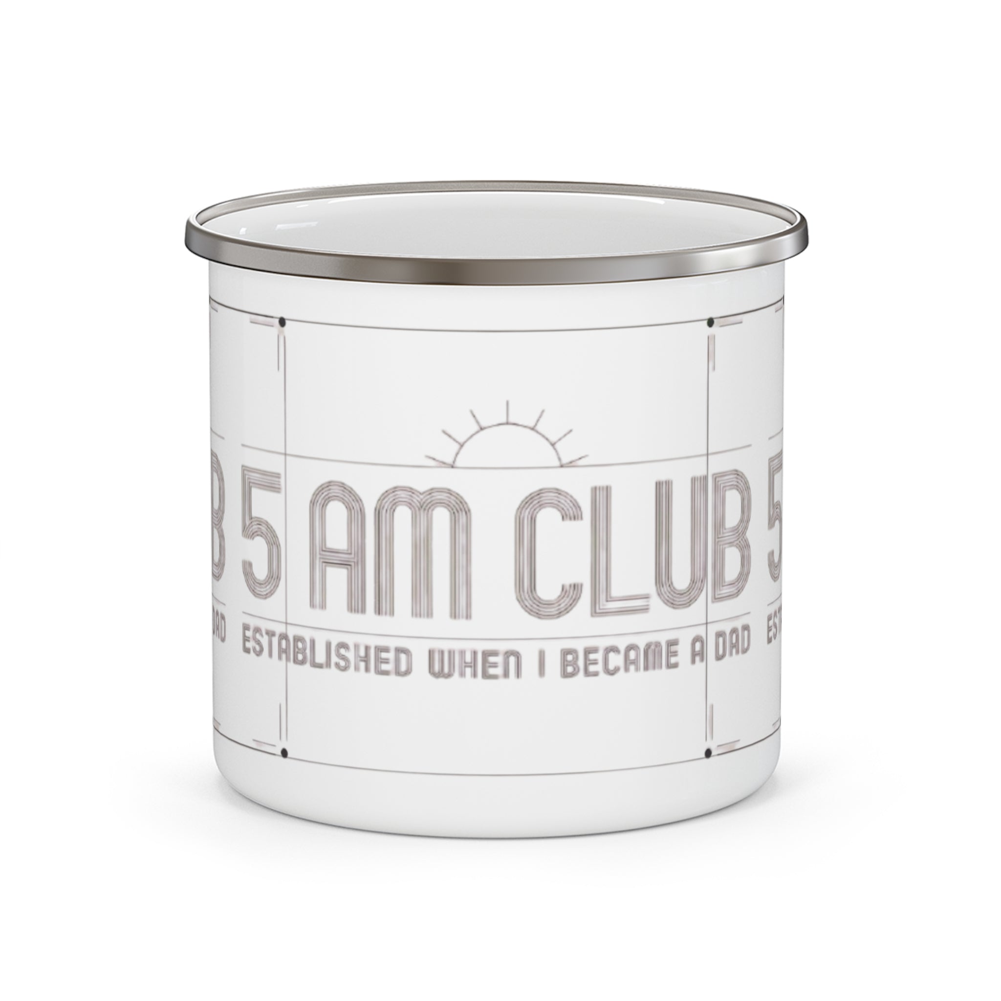 Enamel Mug – “5 AM Club” Vintage Camping Coffee Cup (Established When I Became a Dad)