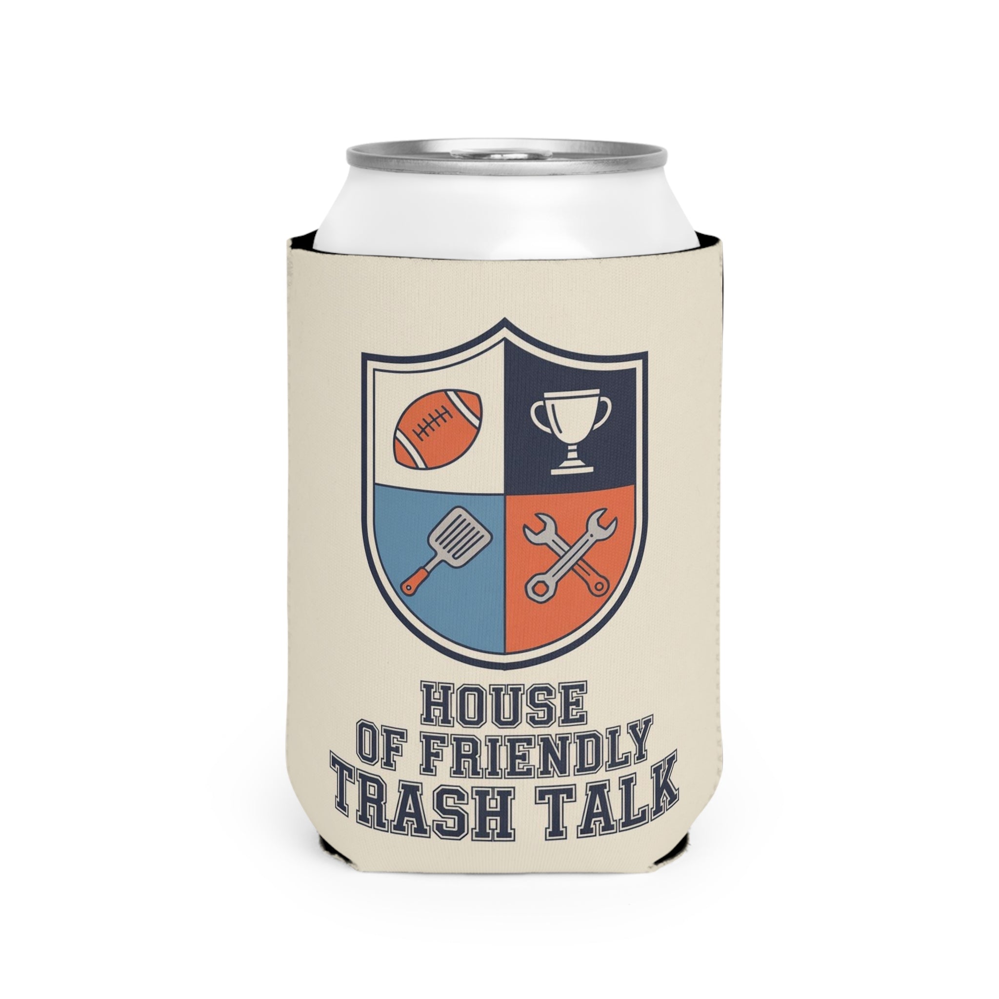 Can Cooler Sleeve - 'House of Friendly Trash Talk' Father's Joke Gift
