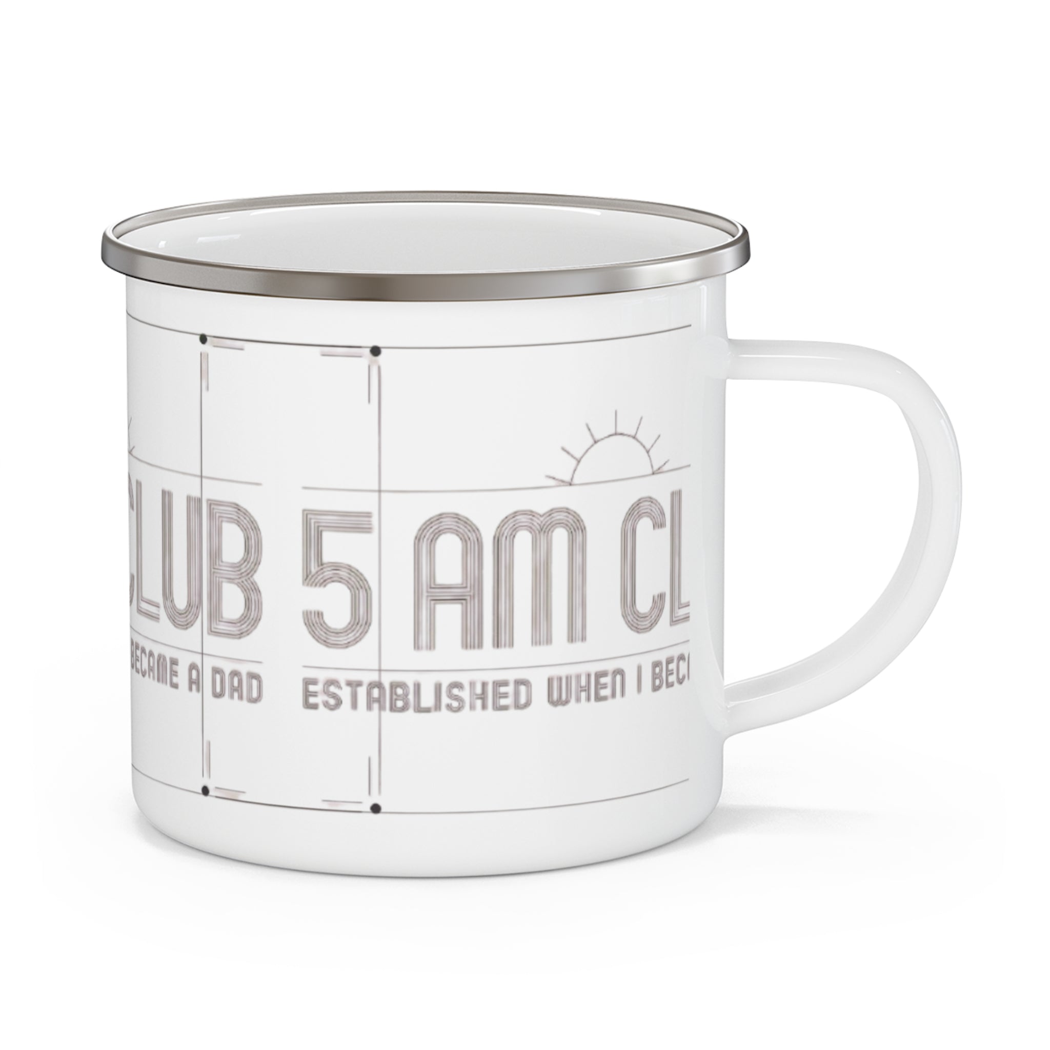 Enamel Mug – “5 AM Club” Vintage Camping Coffee Cup (Established When I Became a Dad)