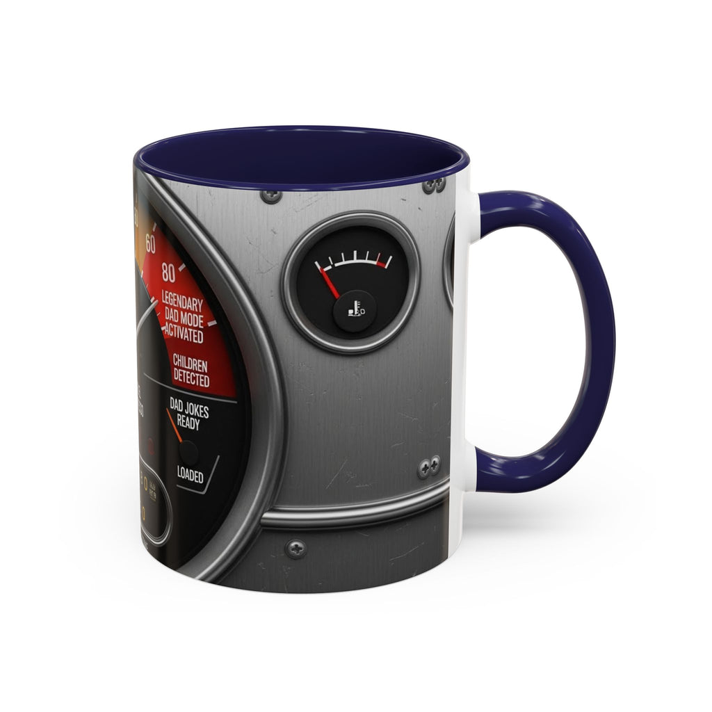Accent Coffee Mug — "Premium Dad Fuel: Legendary Dad Mode Activated" Vintage Gauge Design