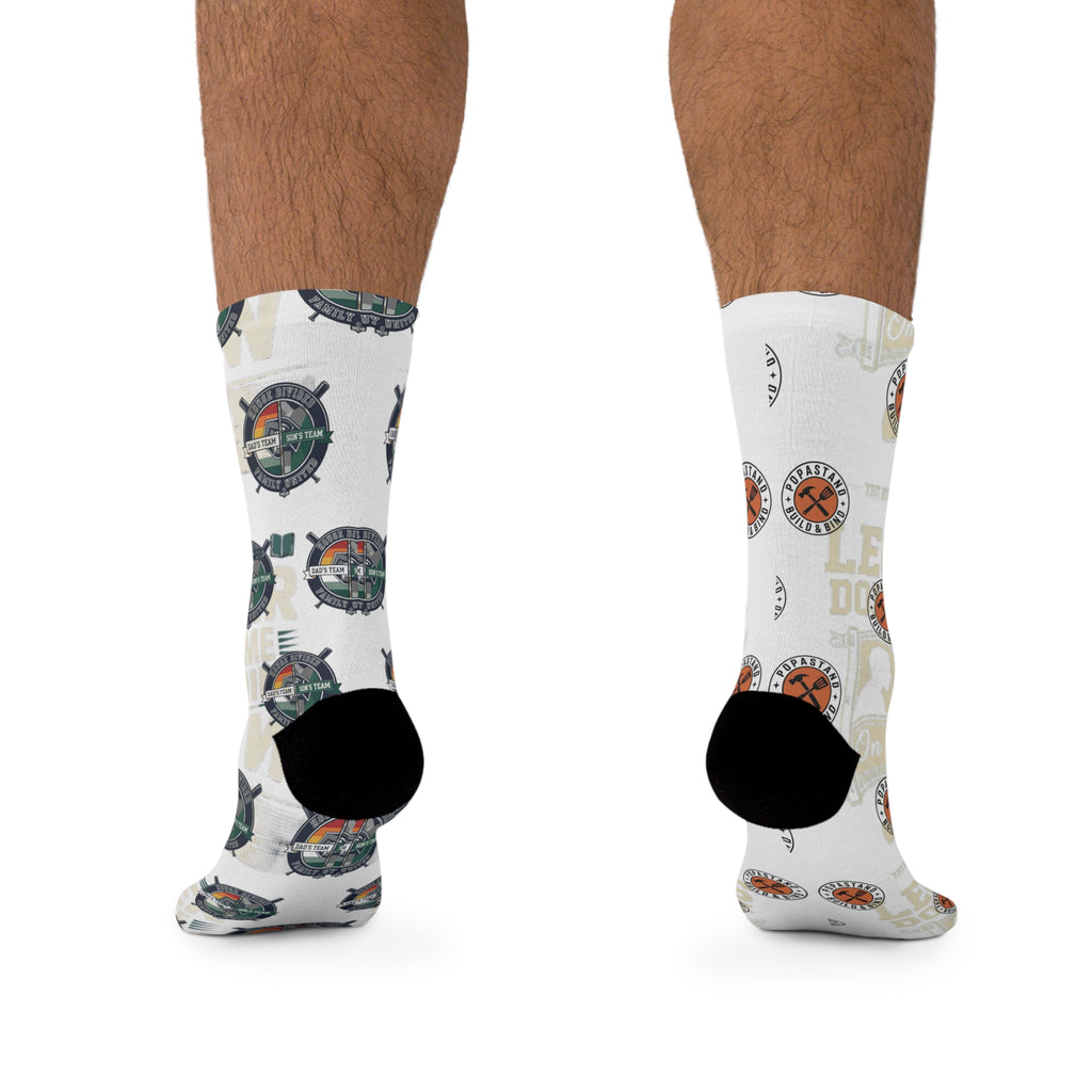 Socks Family Rivalry Vintage Graphic Design Navy Blue Cream Charcoal Forest Green