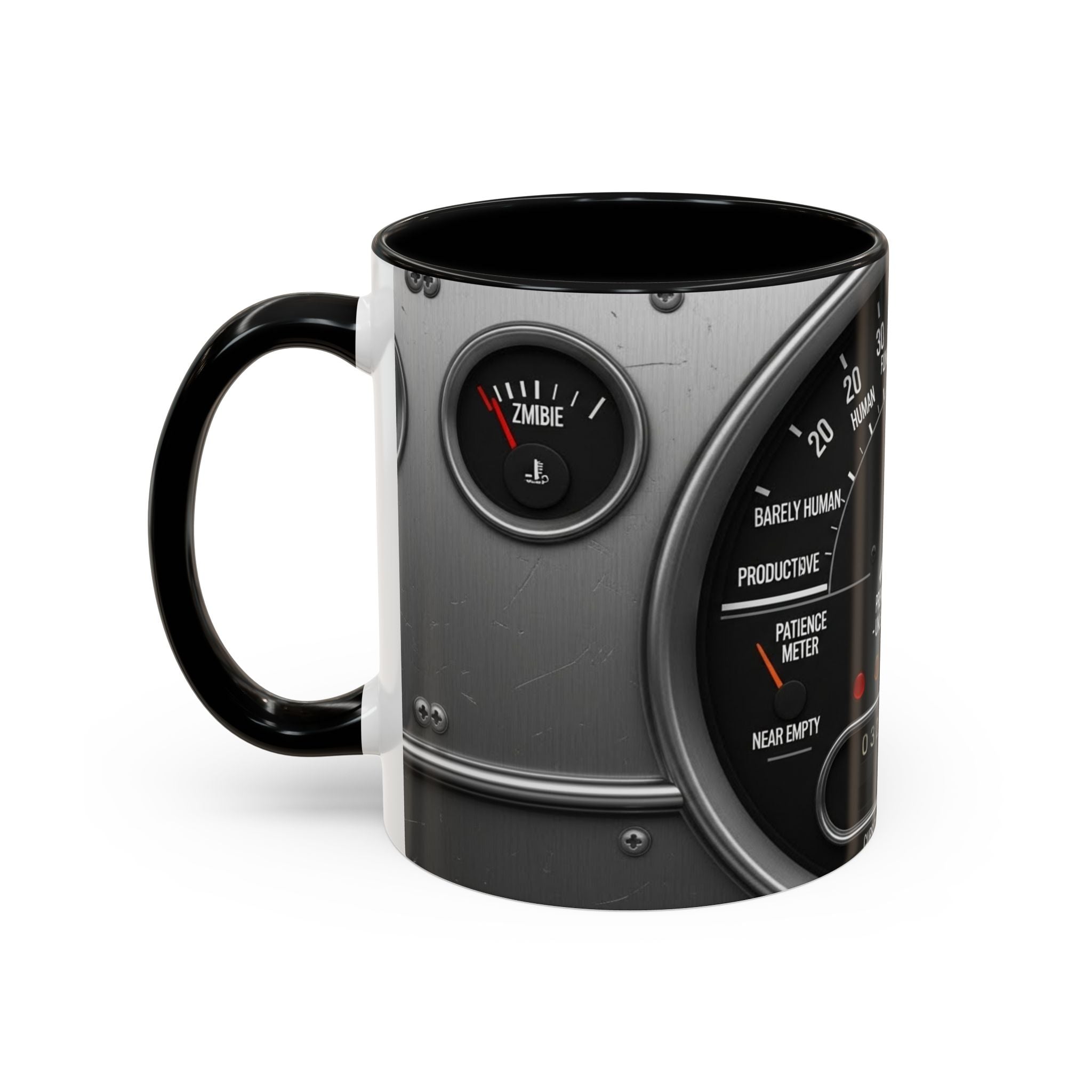 Accent Coffee Mug — "Premium Dad Fuel: Legendary Dad Mode Activated" Vintage Gauge Design