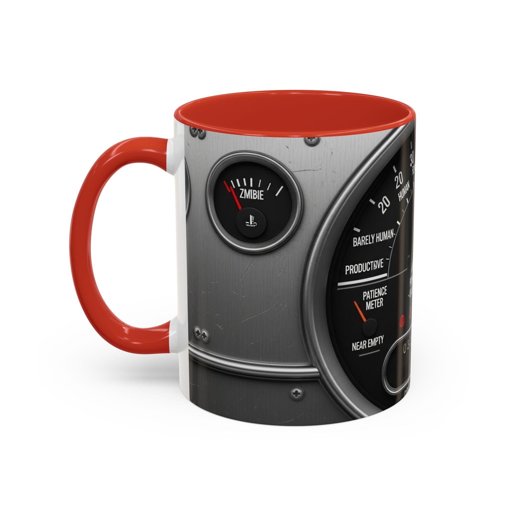 Accent Coffee Mug — "Premium Dad Fuel: Legendary Dad Mode Activated" Vintage Gauge Design