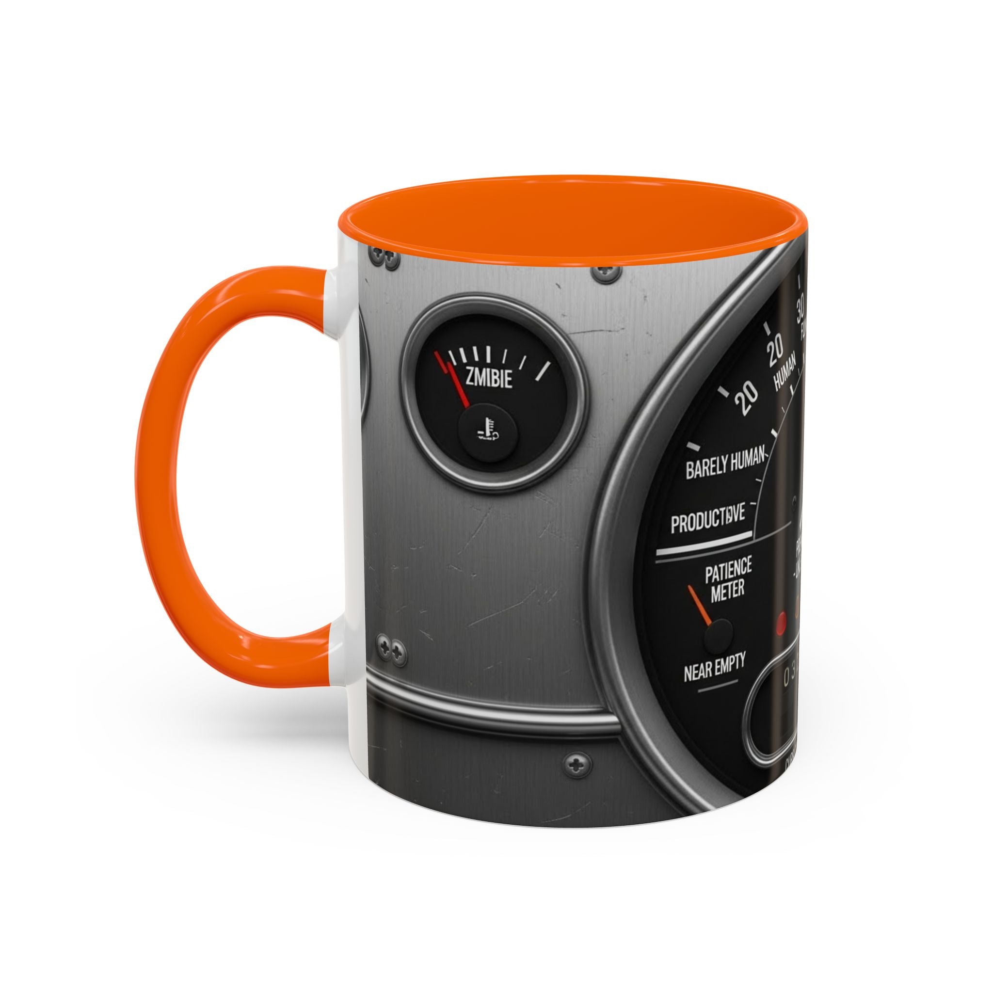 Accent Coffee Mug — "Premium Dad Fuel: Legendary Dad Mode Activated" Vintage Gauge Design