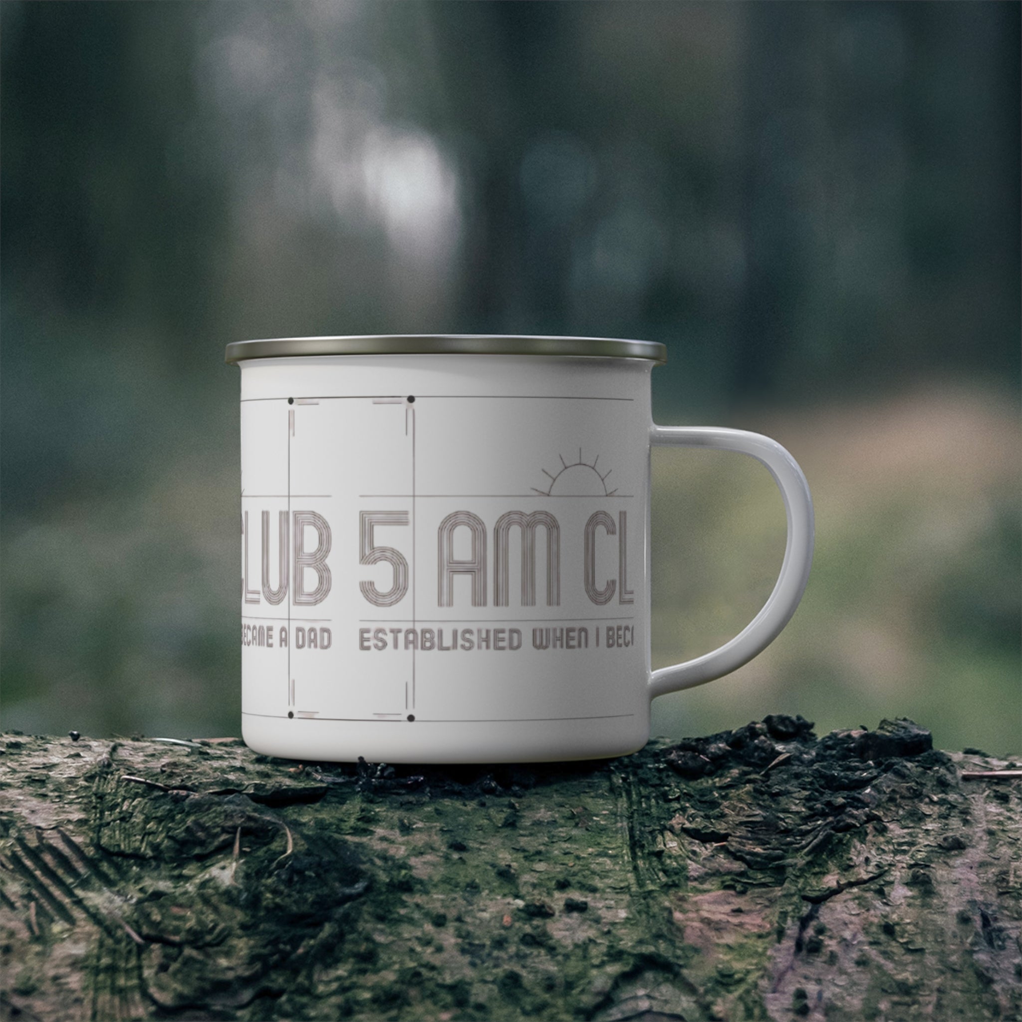 Enamel Mug – “5 AM Club” Vintage Camping Coffee Cup (Established When I Became a Dad)