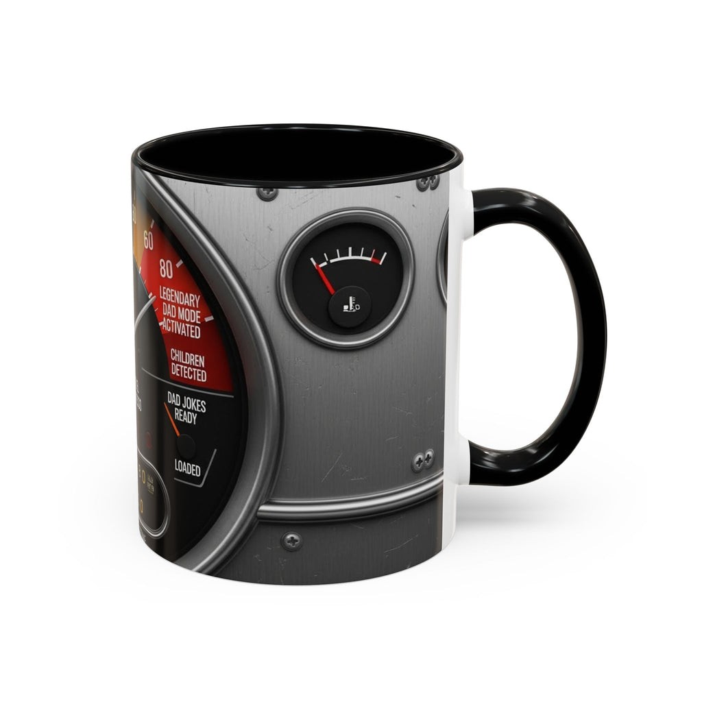 Accent Coffee Mug — "Premium Dad Fuel: Legendary Dad Mode Activated" Vintage Gauge Design
