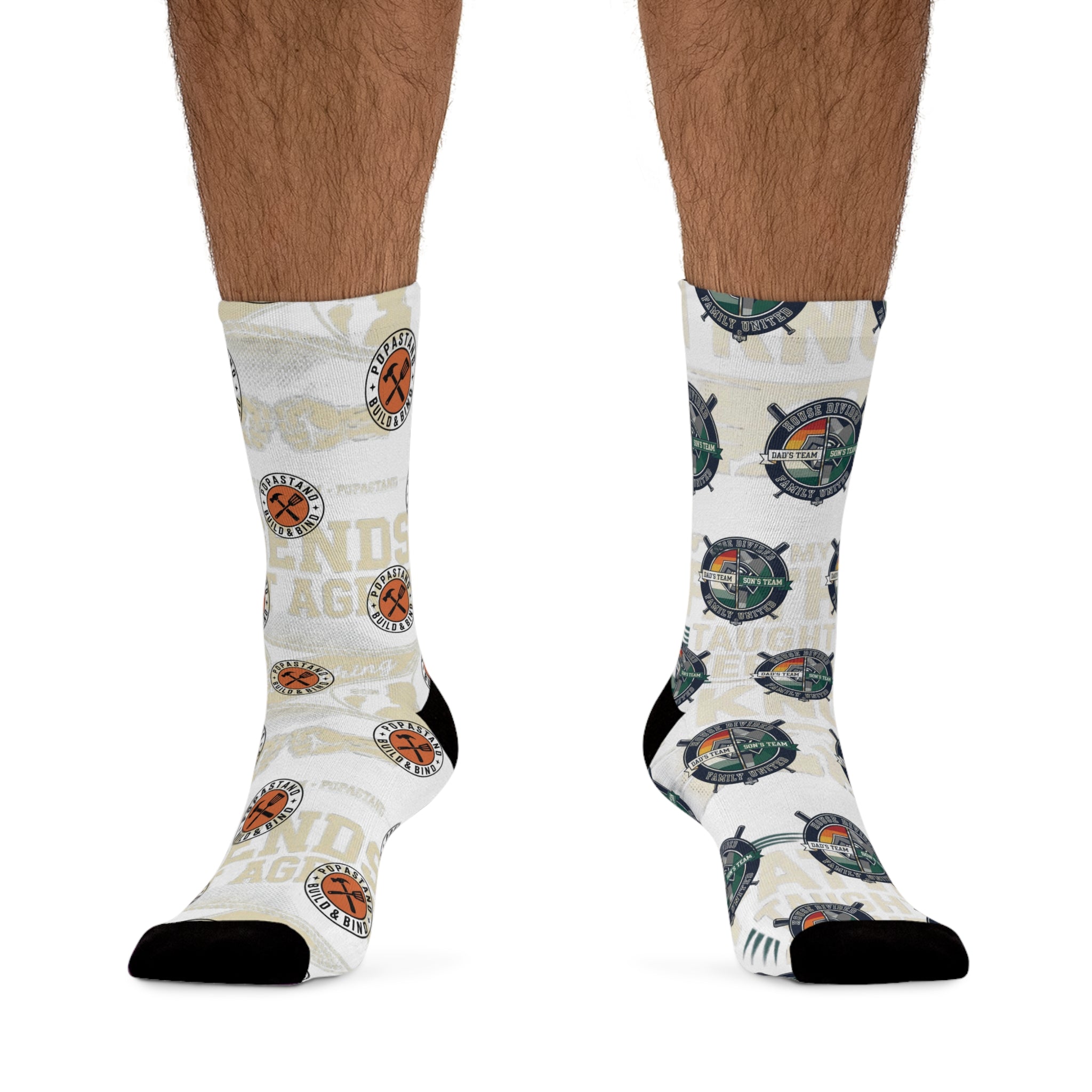 Socks Family Rivalry Vintage Graphic Design Navy Blue Cream Charcoal Forest Green