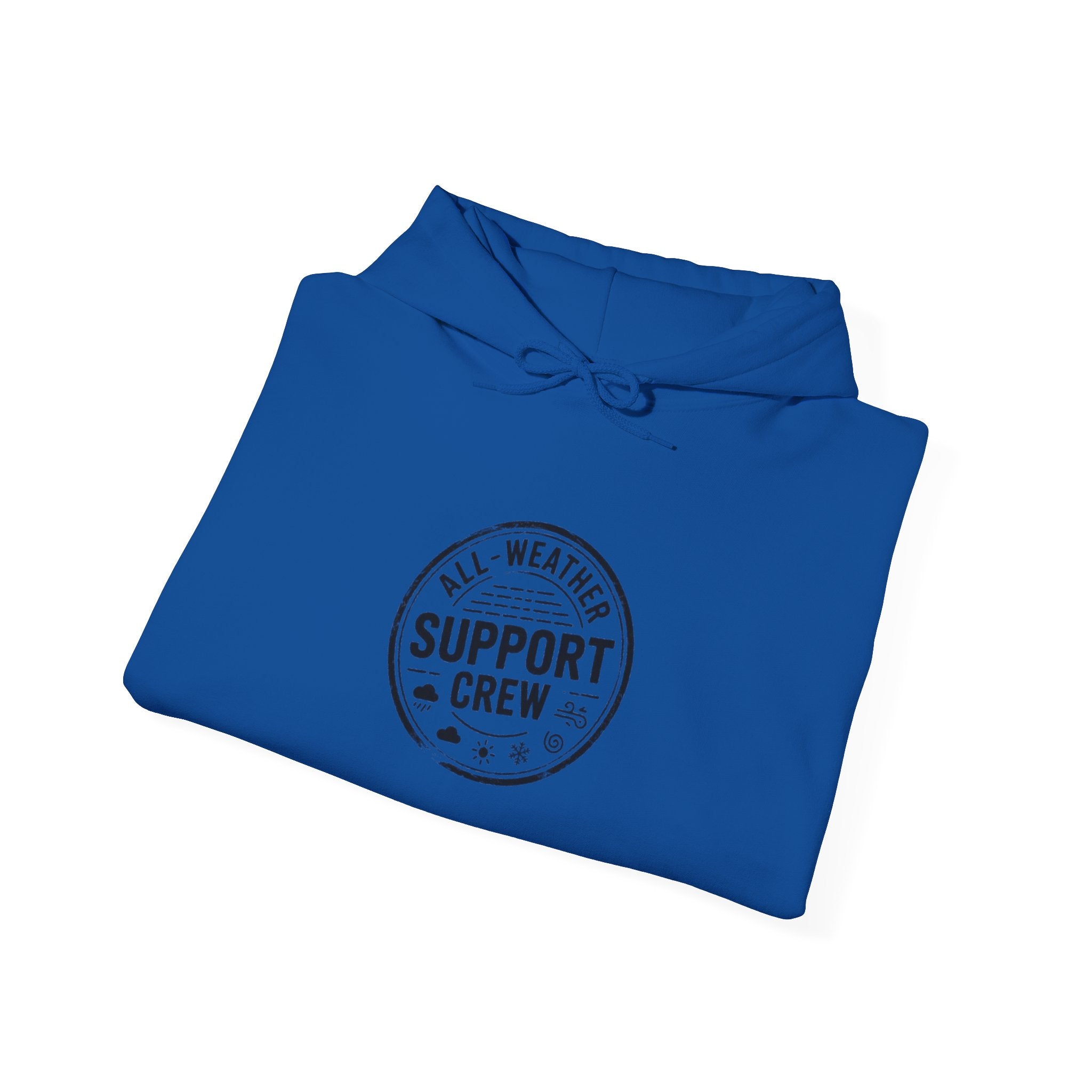 All-Weather Support Crew Badge Hoodie — Rugged Outdoor Weather Stamp