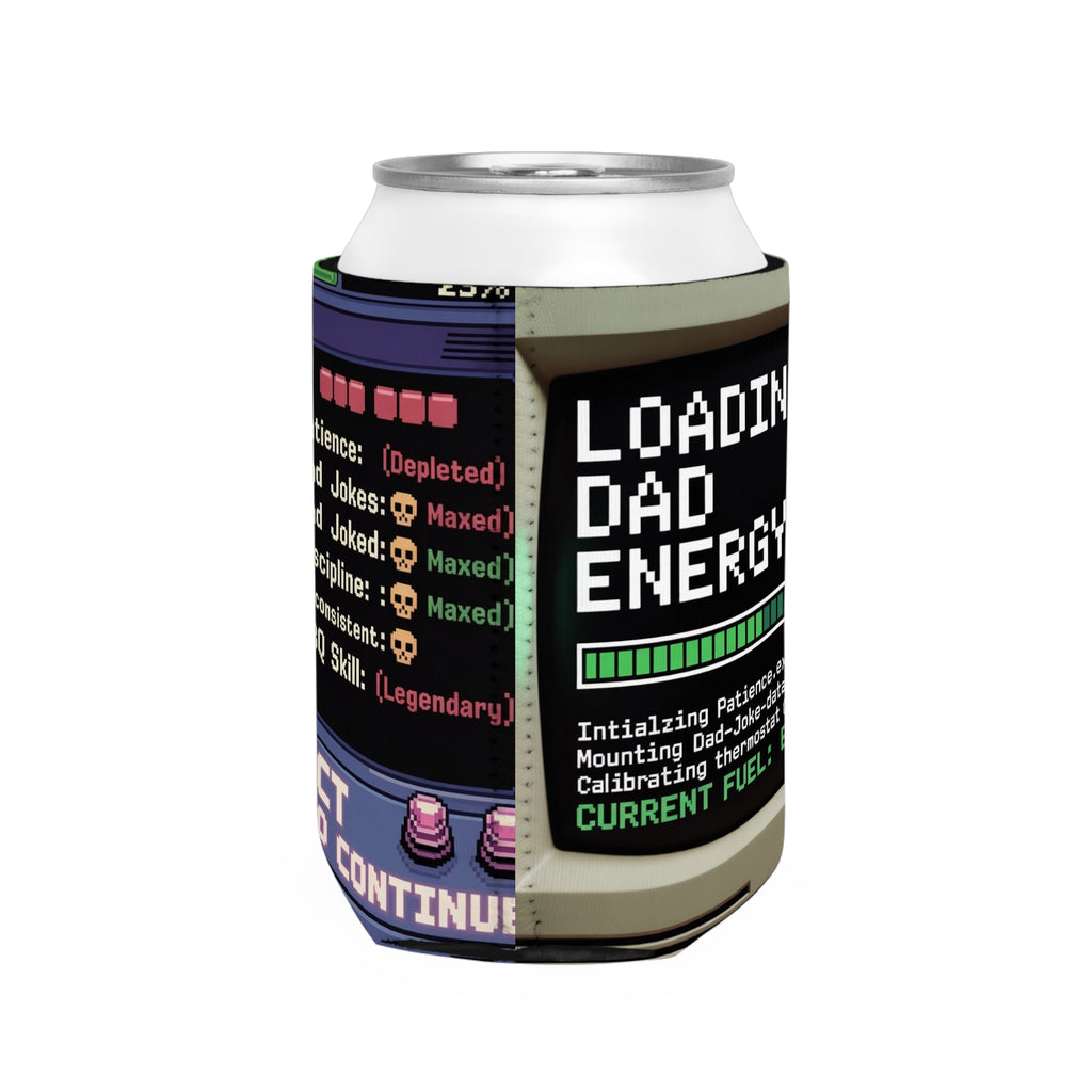 Can Cooler Sleeve — Pixel Dad 'Insert Beer to Continue' Retro Arcade Design