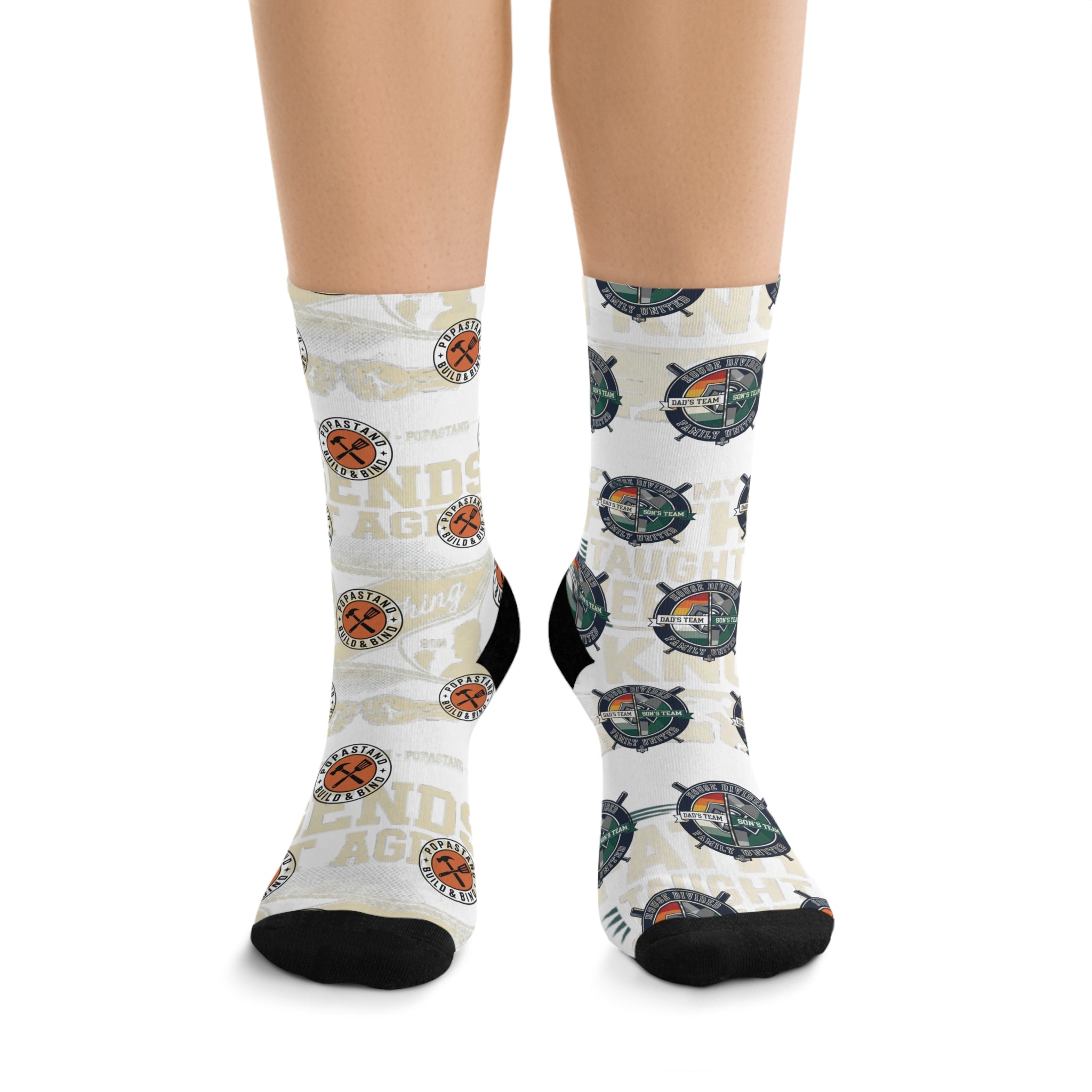 Socks Family Rivalry Vintage Graphic Design Navy Blue Cream Charcoal Forest Green