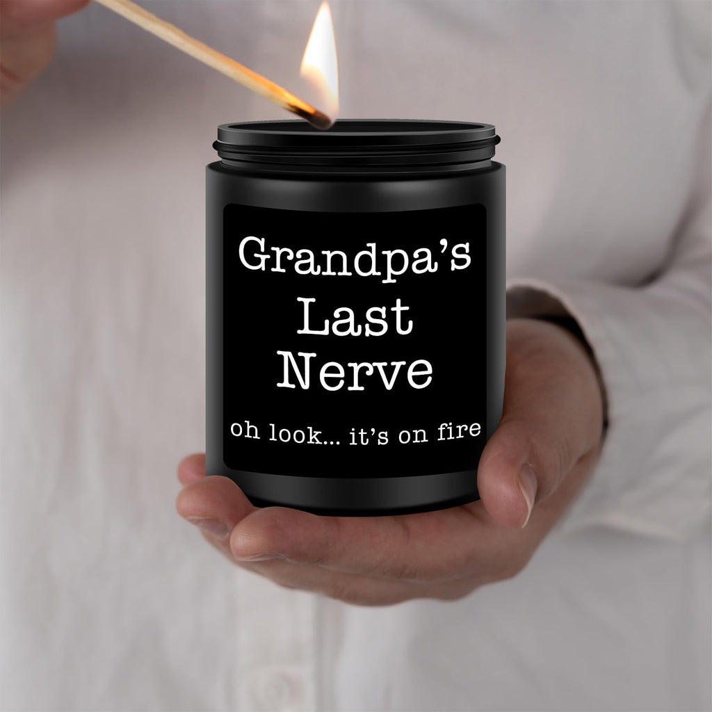 Homsolver Dad Gifts from Daughter Son, Gift for Dad Who Wants Nothing, Birthday Fathers Day Christmas for Stepdad Adoptive Father, Dad's Last Nerve Sandalwood Scented Candle