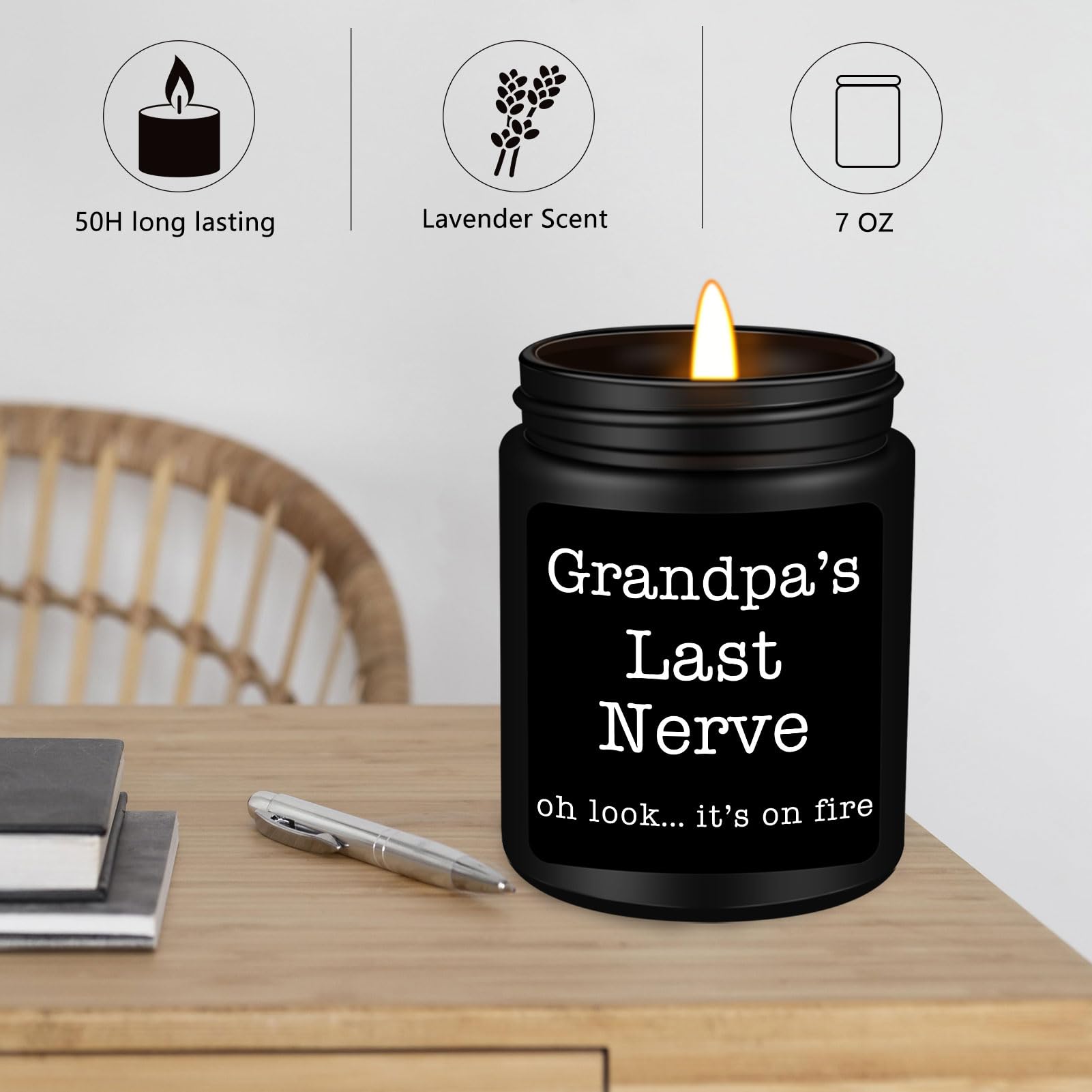 Homsolver Dad Gifts from Daughter Son, Gift for Dad Who Wants Nothing, Birthday Fathers Day Christmas for Stepdad Adoptive Father, Dad's Last Nerve Sandalwood Scented Candle