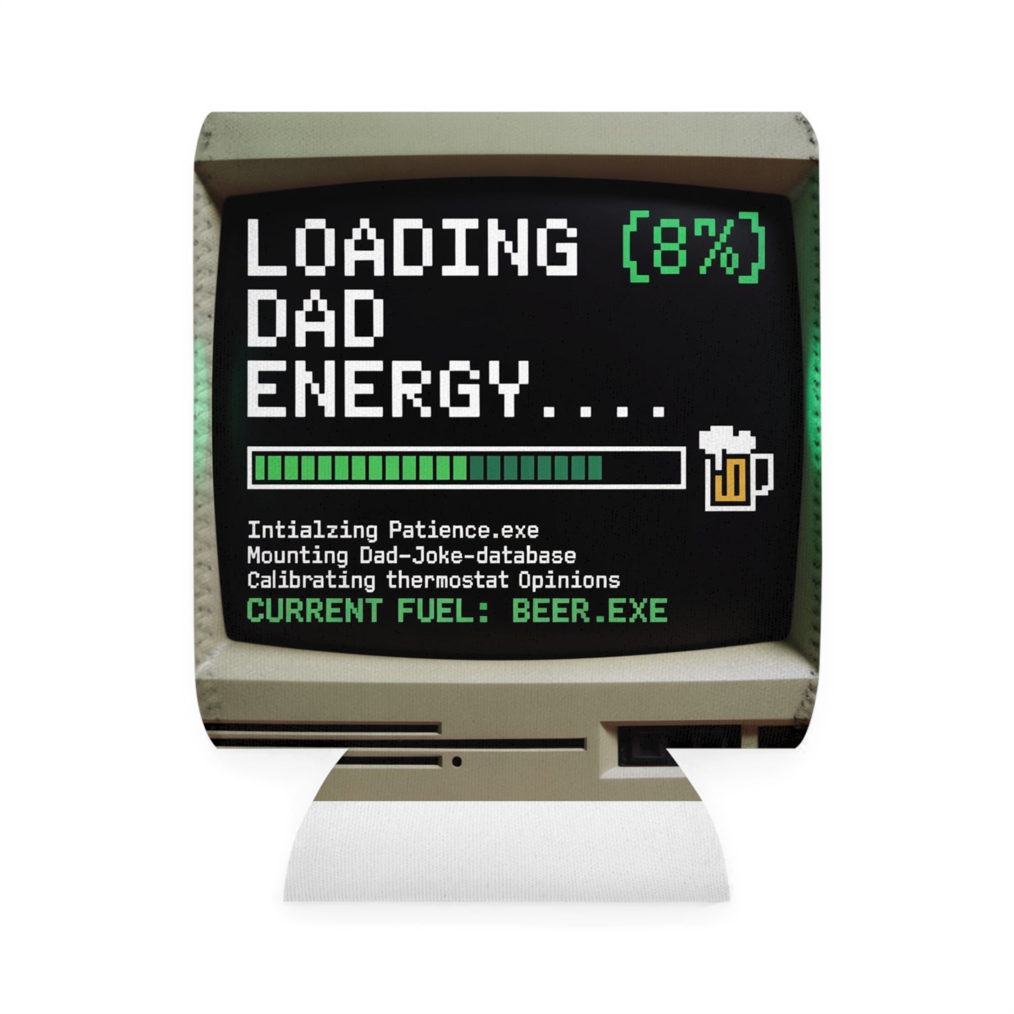 Can Cooler Sleeve — Pixel Dad 'Insert Beer to Continue' Retro Arcade Design