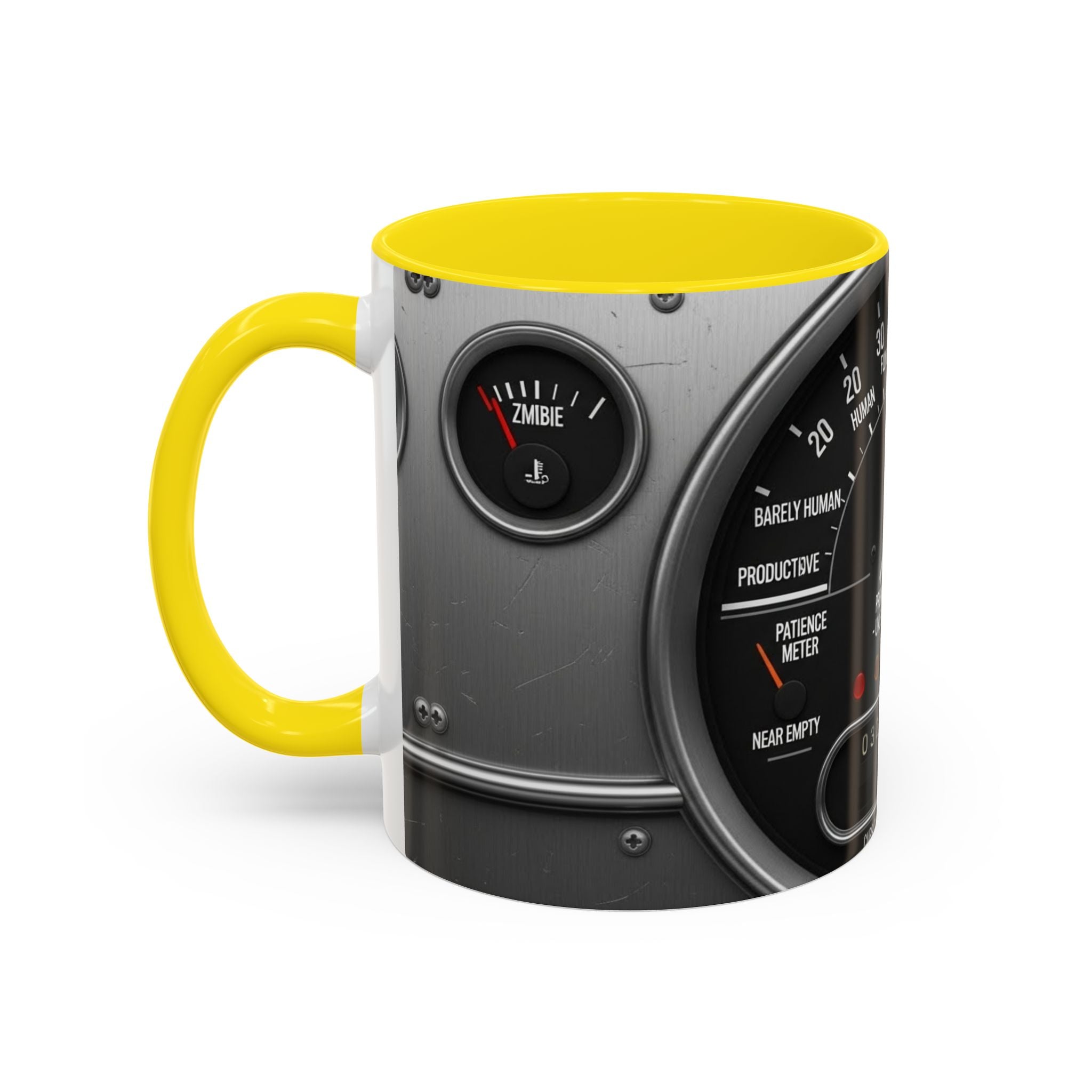 Accent Coffee Mug — "Premium Dad Fuel: Legendary Dad Mode Activated" Vintage Gauge Design