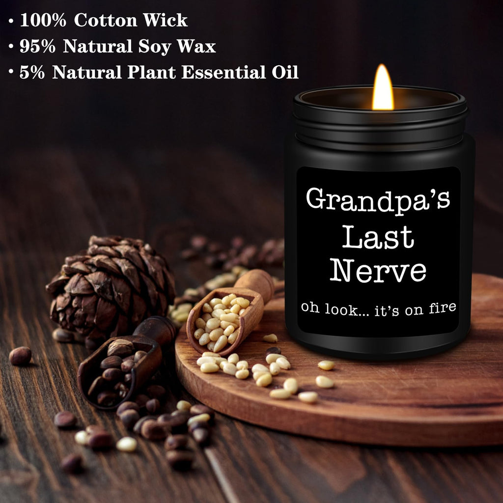 Homsolver Dad Gifts from Daughter Son, Gift for Dad Who Wants Nothing, Birthday Fathers Day Christmas for Stepdad Adoptive Father, Dad's Last Nerve Sandalwood Scented Candle