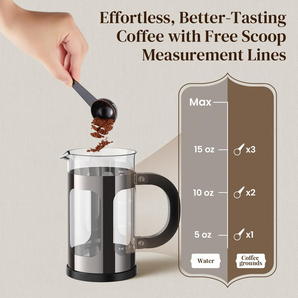 Veken French Press Coffee Maker 34oz 1 L, No Plastic Touching Cafe, Heat Resistant Thickened Borosilicate Glass, Stainless Steel Brewer, Cold Brew Cafetera Teapot for Kitchen Travel Camping, Copper