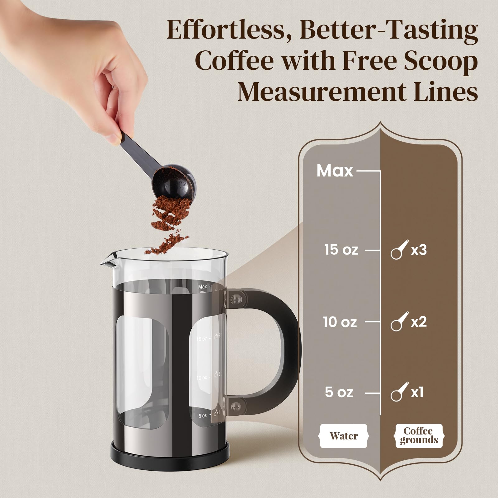 Veken French Press Coffee Maker 34oz 1 L, No Plastic Touching Cafe, Heat Resistant Thickened Borosilicate Glass, Stainless Steel Brewer, Cold Brew Cafetera Teapot for Kitchen Travel Camping, Copper