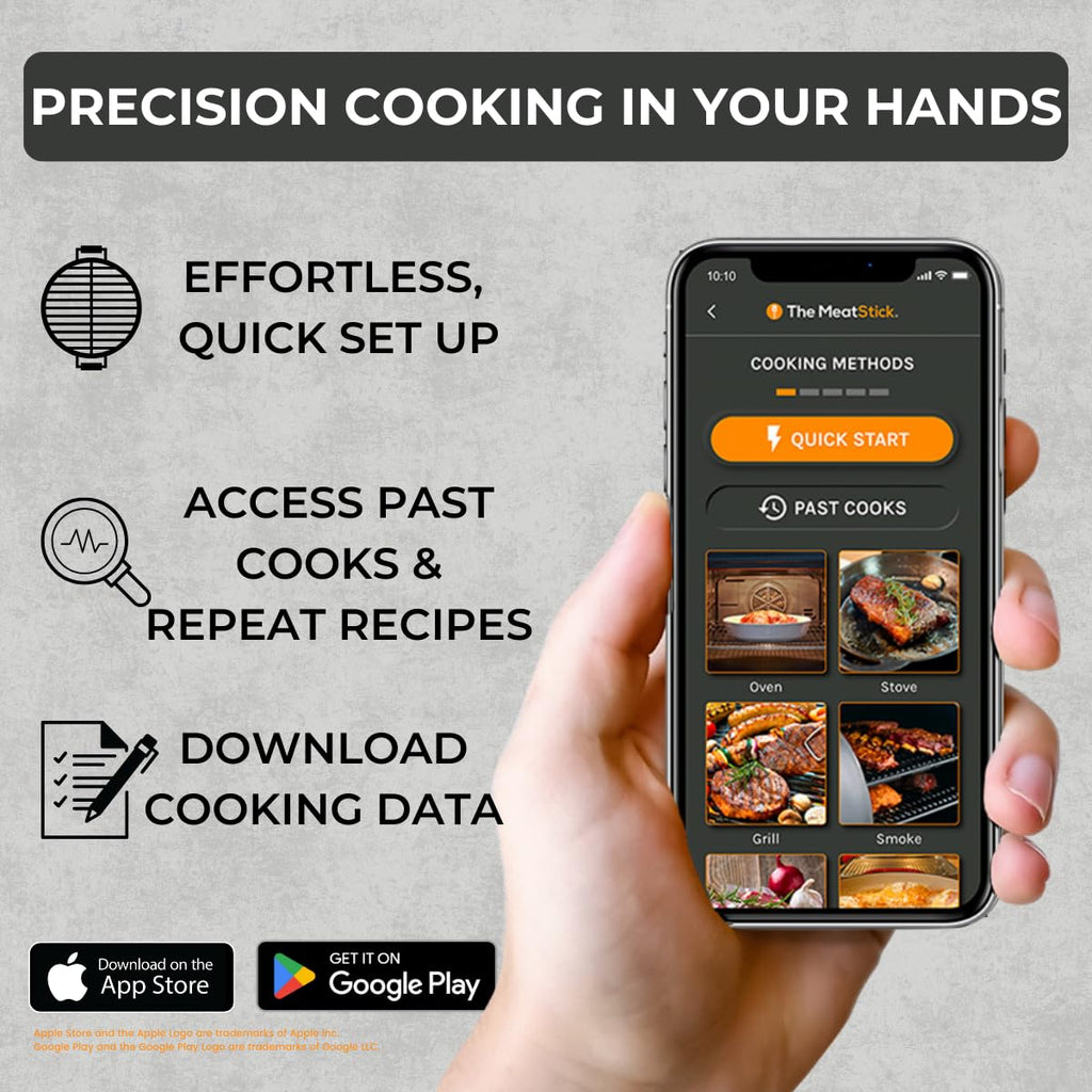 MeatStick 4X Wireless Meat Thermometer for Grilling and Smoking, Bluetooth Temperature Probe with 4 Sensors, 650ft+ Range for BBQ, Smoker, Oven