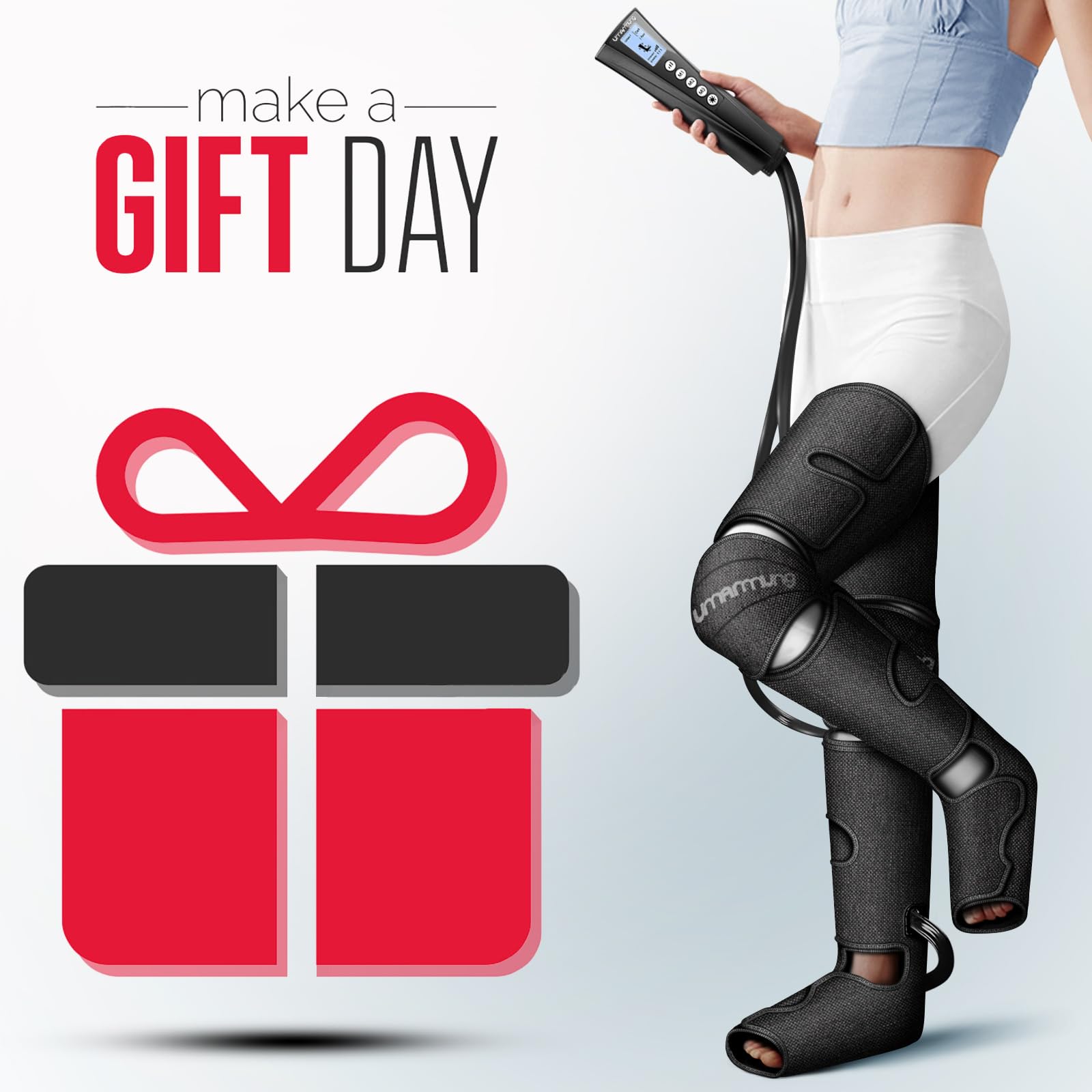 Gifts for Men, Women, Dad, Mom, Mothers Day, Fathers Day, Christmas, Birthday, Air Compression Massager with Heat for Foot, Leg, Knee, Works for Vericose Veins, Muscle Fatigue, Cramps, Swelling, Edema
