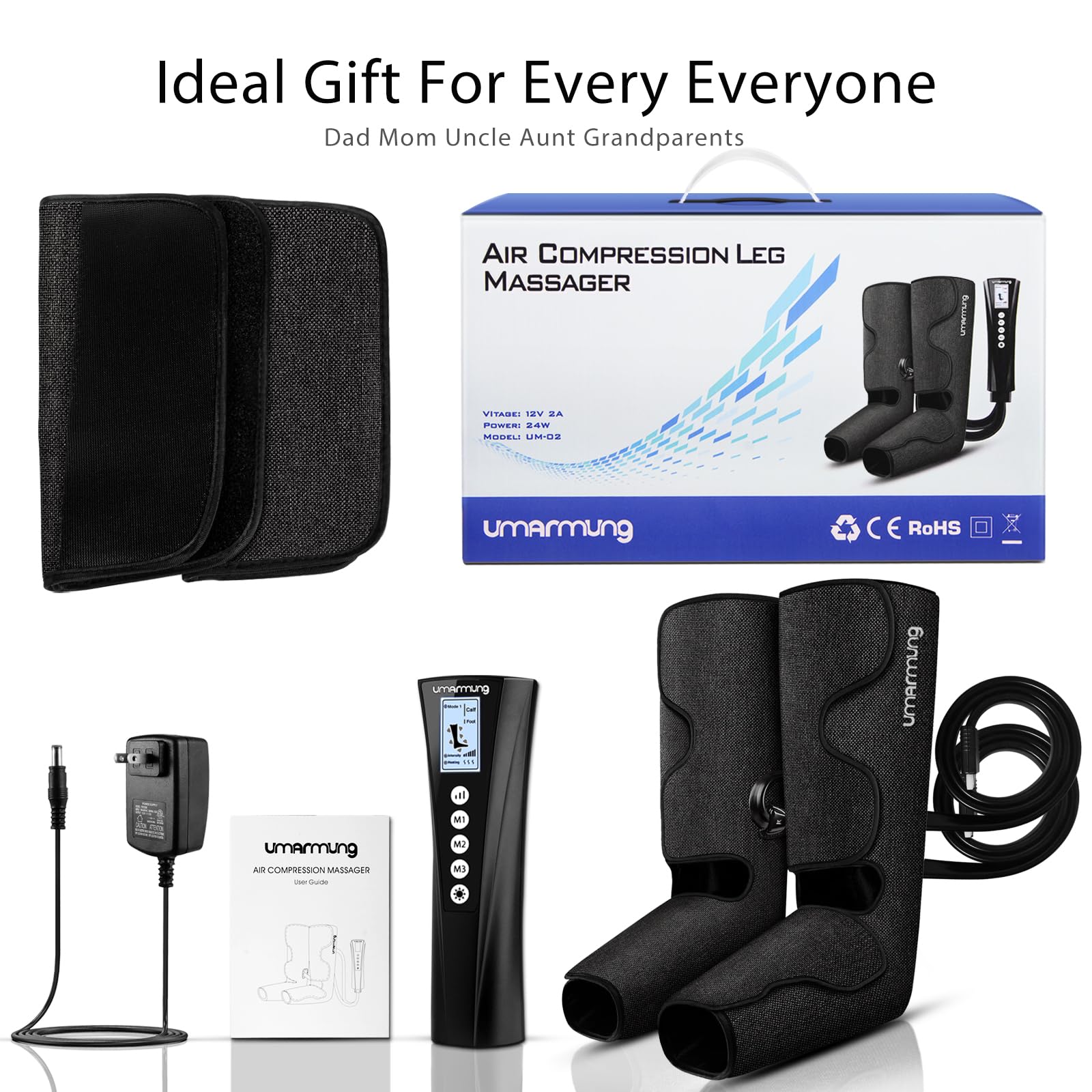 Gifts for Men, Women, Dad, Mom, Mothers Day, Fathers Day, Christmas, Birthday, Air Compression Massager with Heat for Foot, Leg, Knee, Works for Vericose Veins, Muscle Fatigue, Cramps, Swelling, Edema