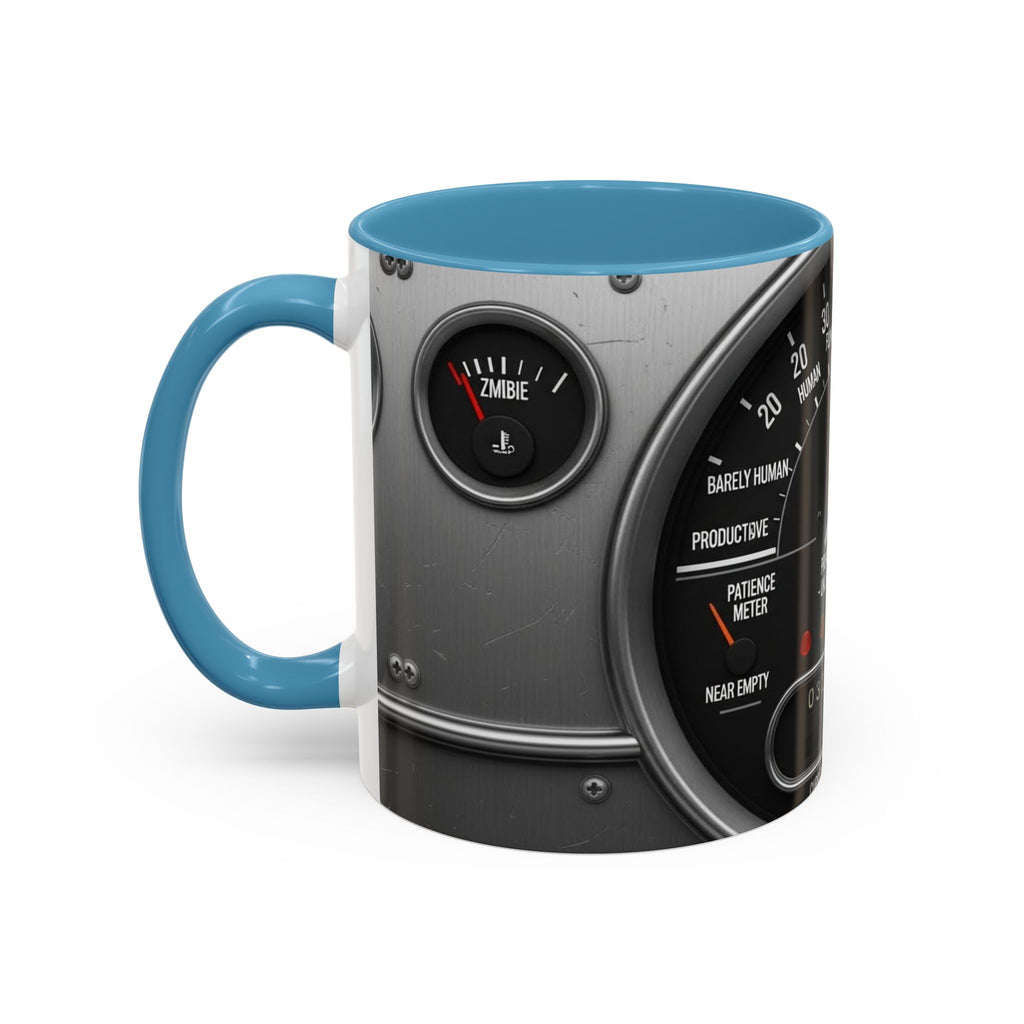 Accent Coffee Mug — "Premium Dad Fuel: Legendary Dad Mode Activated" Vintage Gauge Design