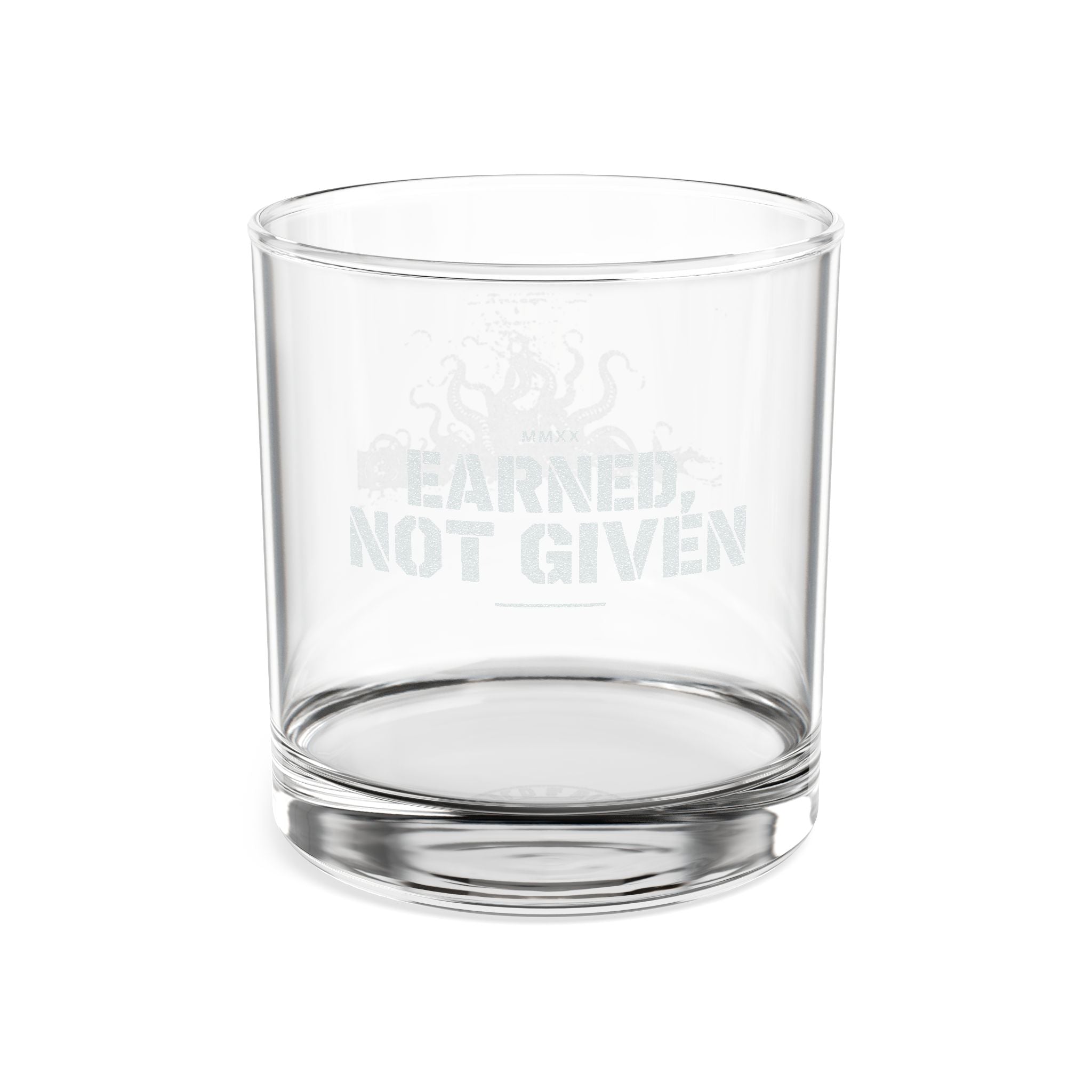 Dad’s Engraved Whiskey Glass 10.5oz — "Earned Not Given" Octopus Design