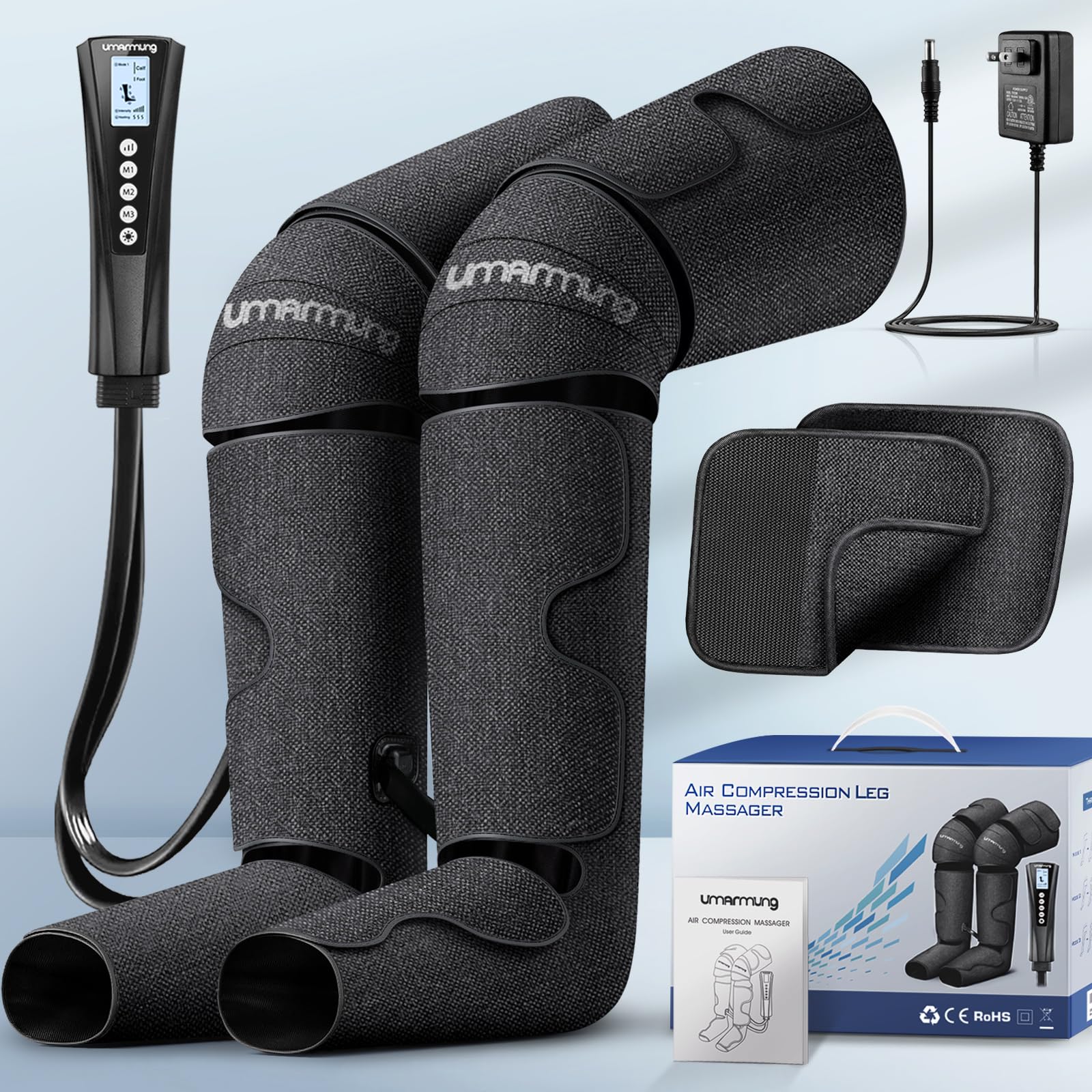 Gifts for Men, Women, Dad, Mom, Mothers Day, Fathers Day, Christmas, Birthday, Air Compression Massager with Heat for Foot, Leg, Knee, Works for Vericose Veins, Muscle Fatigue, Cramps, Swelling, Edema