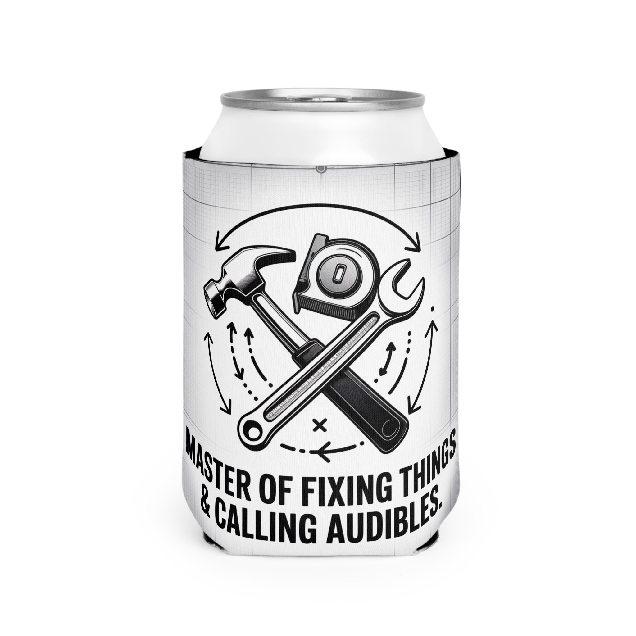 Can Cooler Sleeve — "Master of Fixing Things & Calling Audibles" Blueprint Design