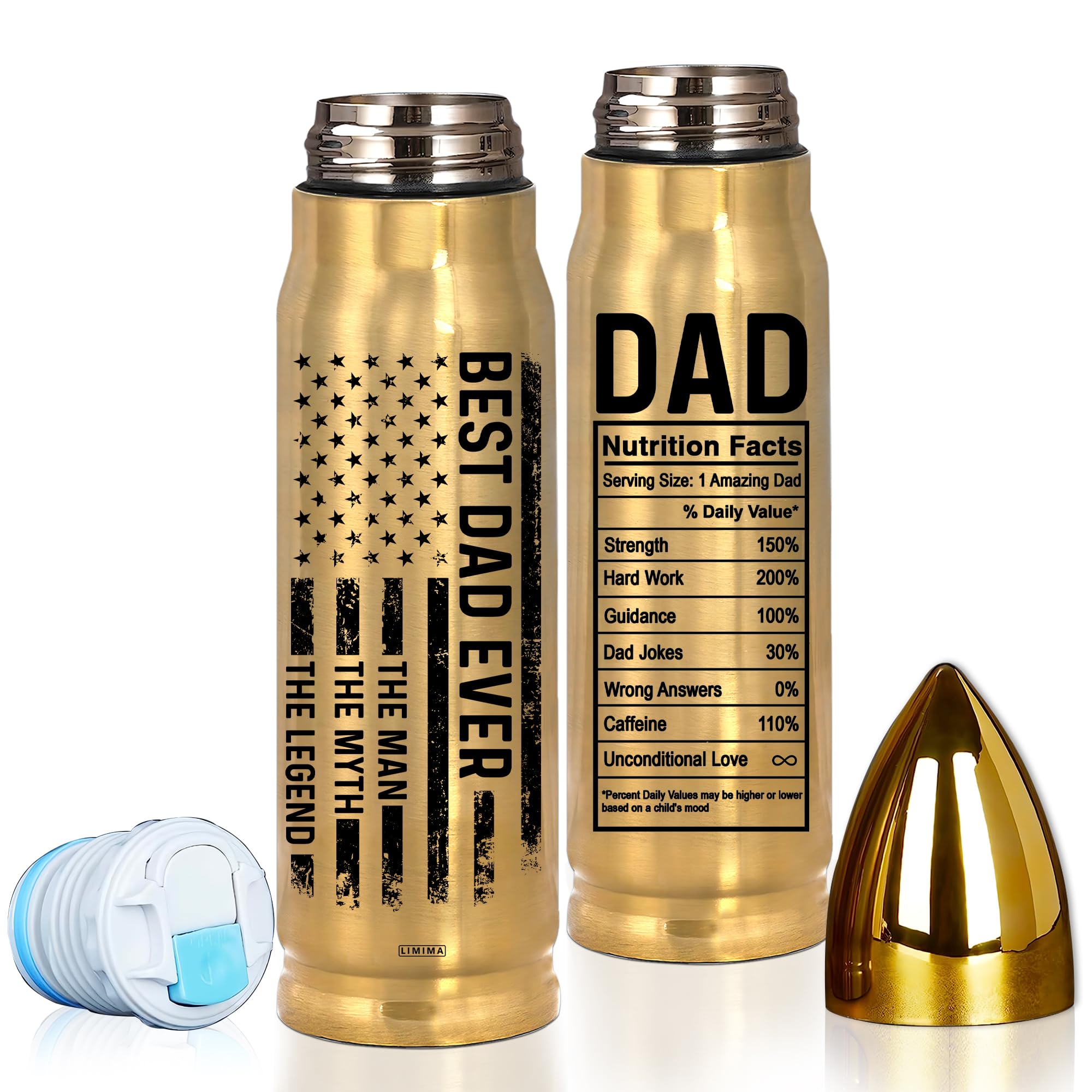 Gifts for Dad – Christmas, Xmas, Birthday Gift, Best Dad Ever Gift for Fathers Day, 17oz American Flag Tumbler, Thoughtful Present from Daughter, Son, for Husband from Wife