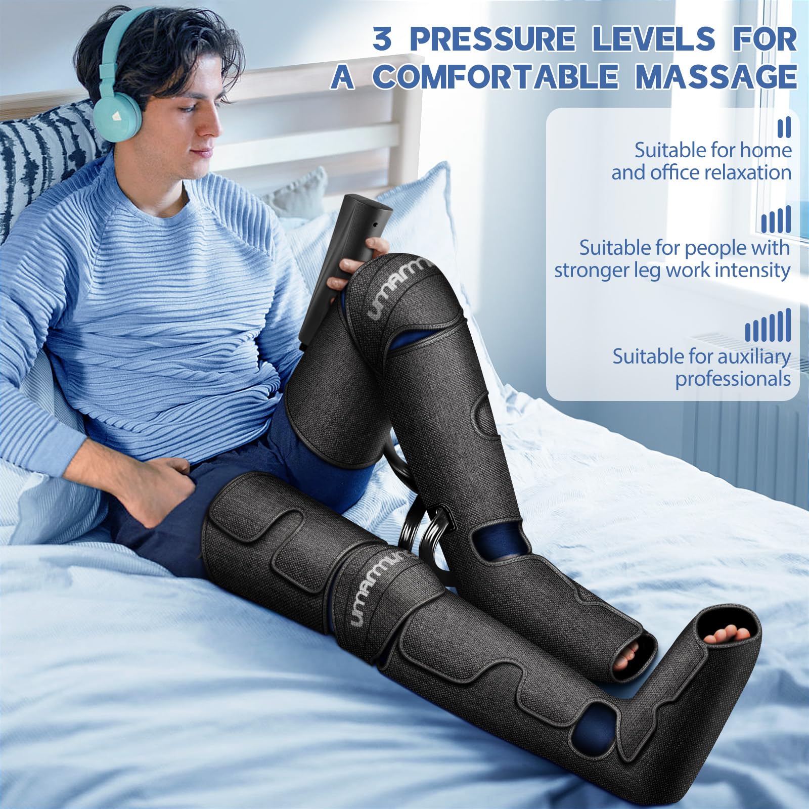 Gifts for Men, Women, Dad, Mom, Mothers Day, Fathers Day, Christmas, Birthday, Air Compression Massager with Heat for Foot, Leg, Knee, Works for Vericose Veins, Muscle Fatigue, Cramps, Swelling, Edema