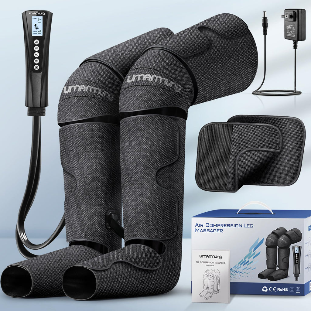 Gifts for Men, Women, Dad, Mom, Mothers Day, Fathers Day, Christmas, Birthday, Air Compression Massager with Heat for Foot, Leg, Knee, Works for Vericose Veins, Muscle Fatigue, Cramps, Swelling, Edema