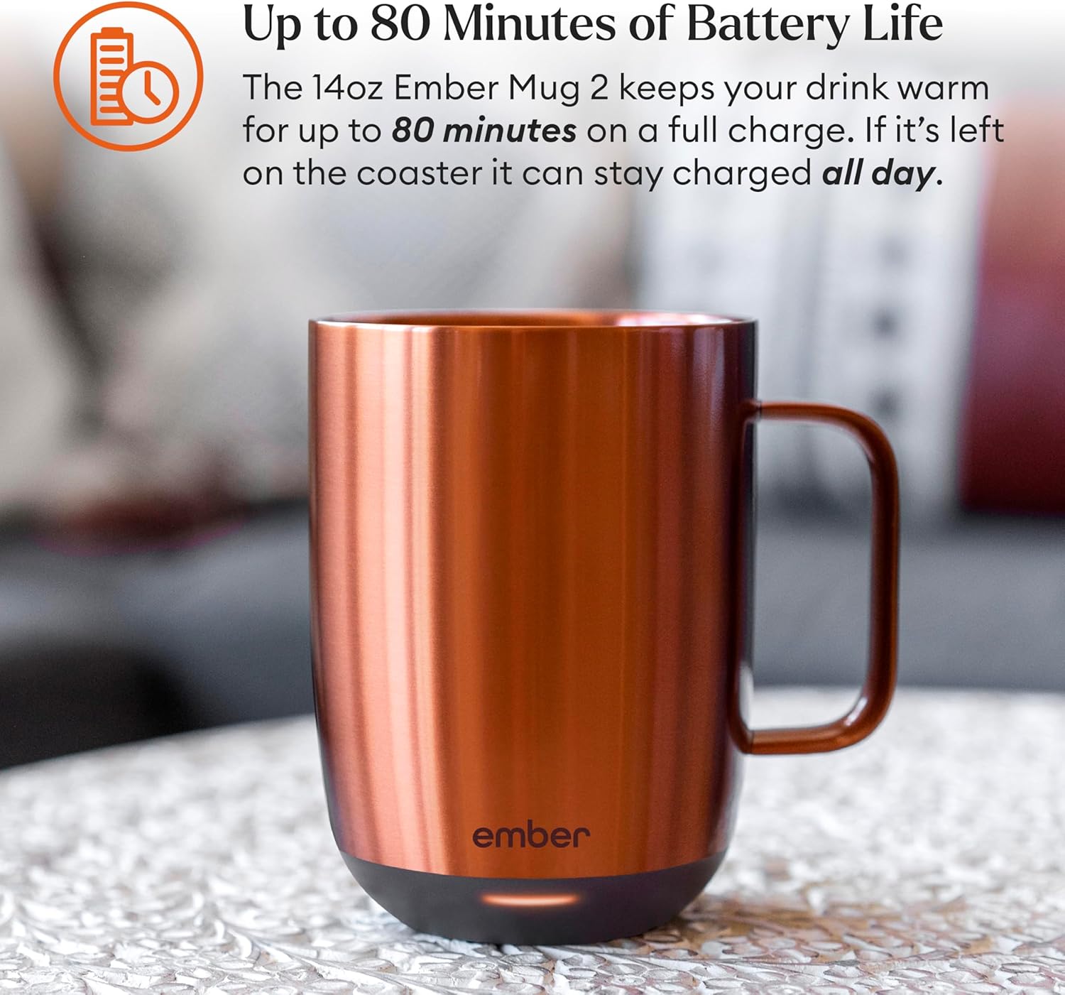 Ember Temperature Control Smart Mug 2, 14 Oz, App-Controlled Heated Coffee Mug with 80 Min Battery Life and Improved Design, Black