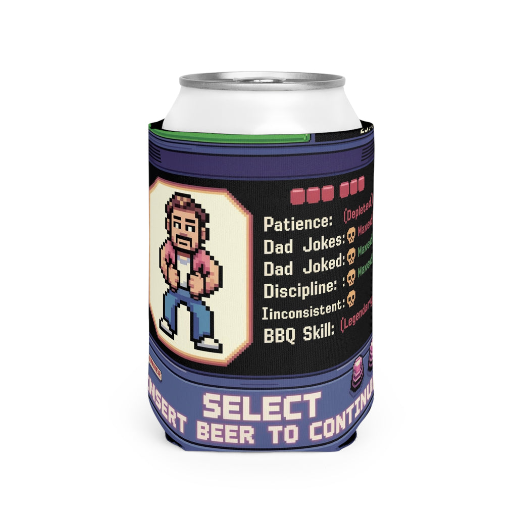 Can Cooler Sleeve — Pixel Dad 'Insert Beer to Continue' Retro Arcade Design