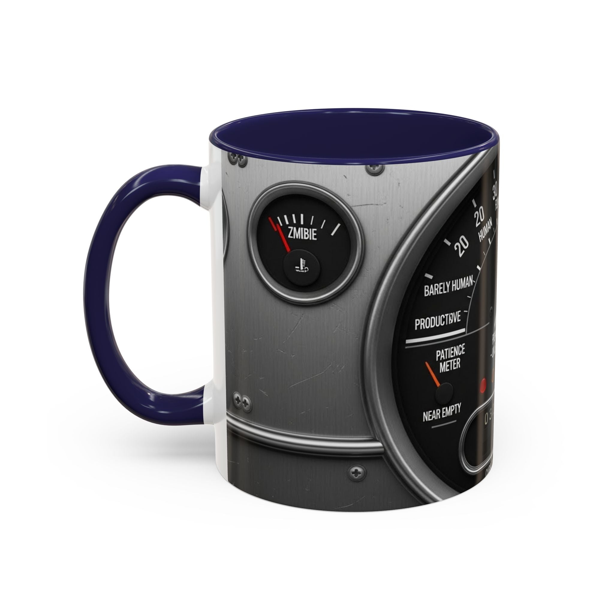 Accent Coffee Mug — "Premium Dad Fuel: Legendary Dad Mode Activated" Vintage Gauge Design