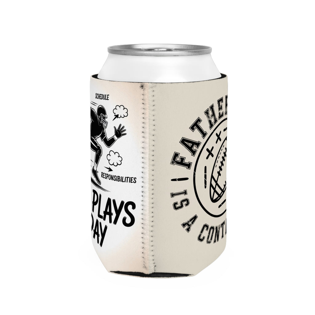 Can Cooler Sleeve - Playful Dad Quarterback Making Plays All Day